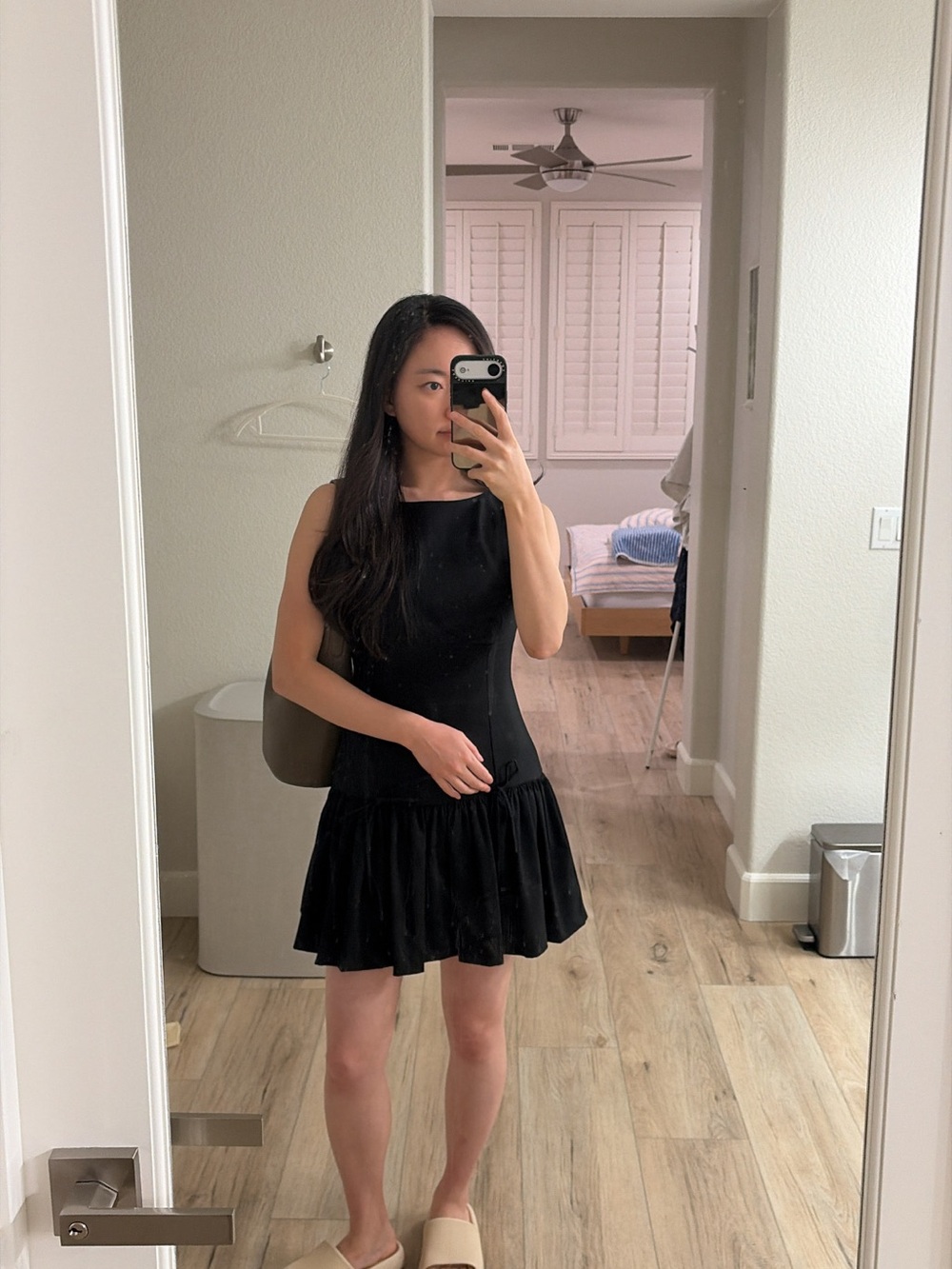 ZARA Black Drop-Waist Ruffle Mini Dress – Size S 🎀